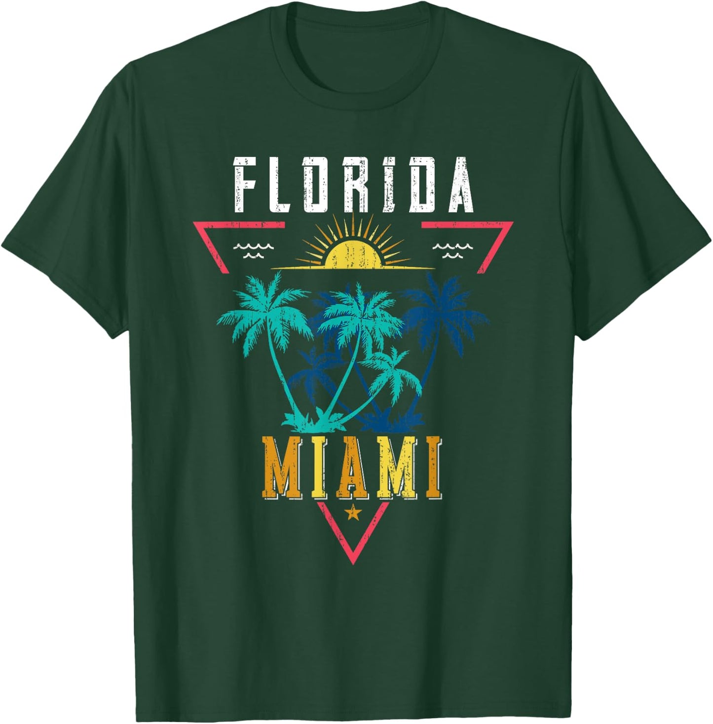 Tropical Summer Vacation Miami Beach Palm Trees Florida T-Shirt - T-Shirt | Forest