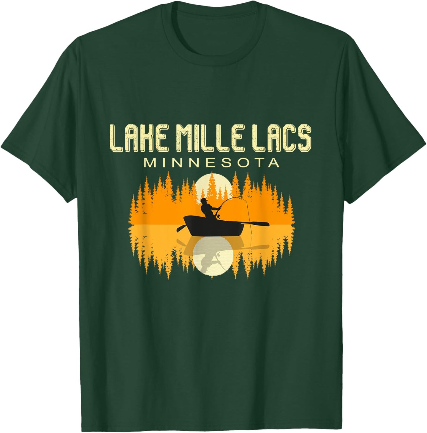 Lake Mille Lacs Minnesota - USA Fishing 80s Retro Gift T-Shirt - T-Shirt | Forest