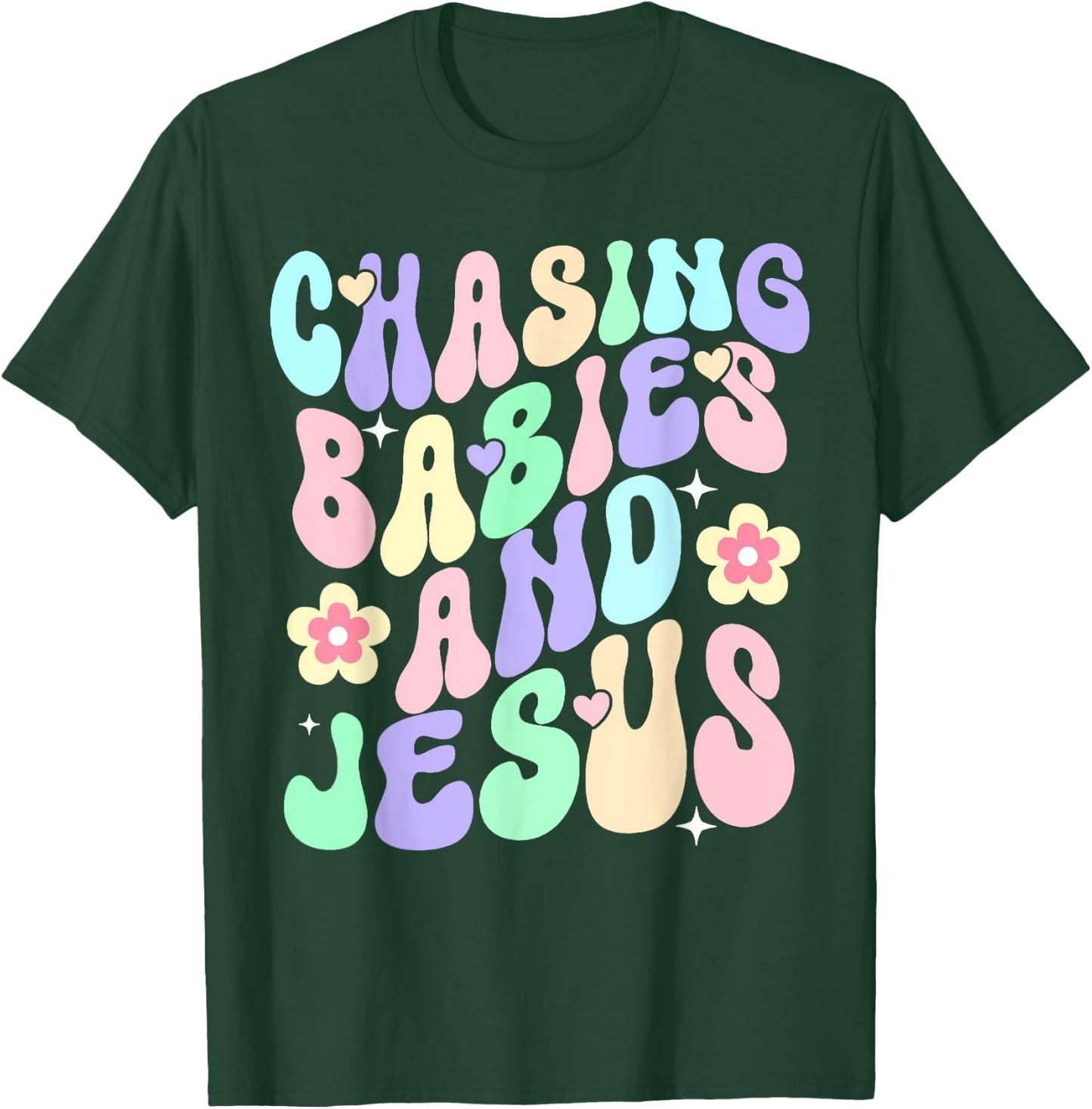 Mom Chasing Babies And Jesus Religious Christian Women T-Shirt - T-Shirt | Forest