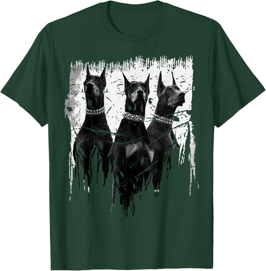 Doberman Pinscher Black and White Dog Lovers T-Shirt - T-Shirt | Forest
