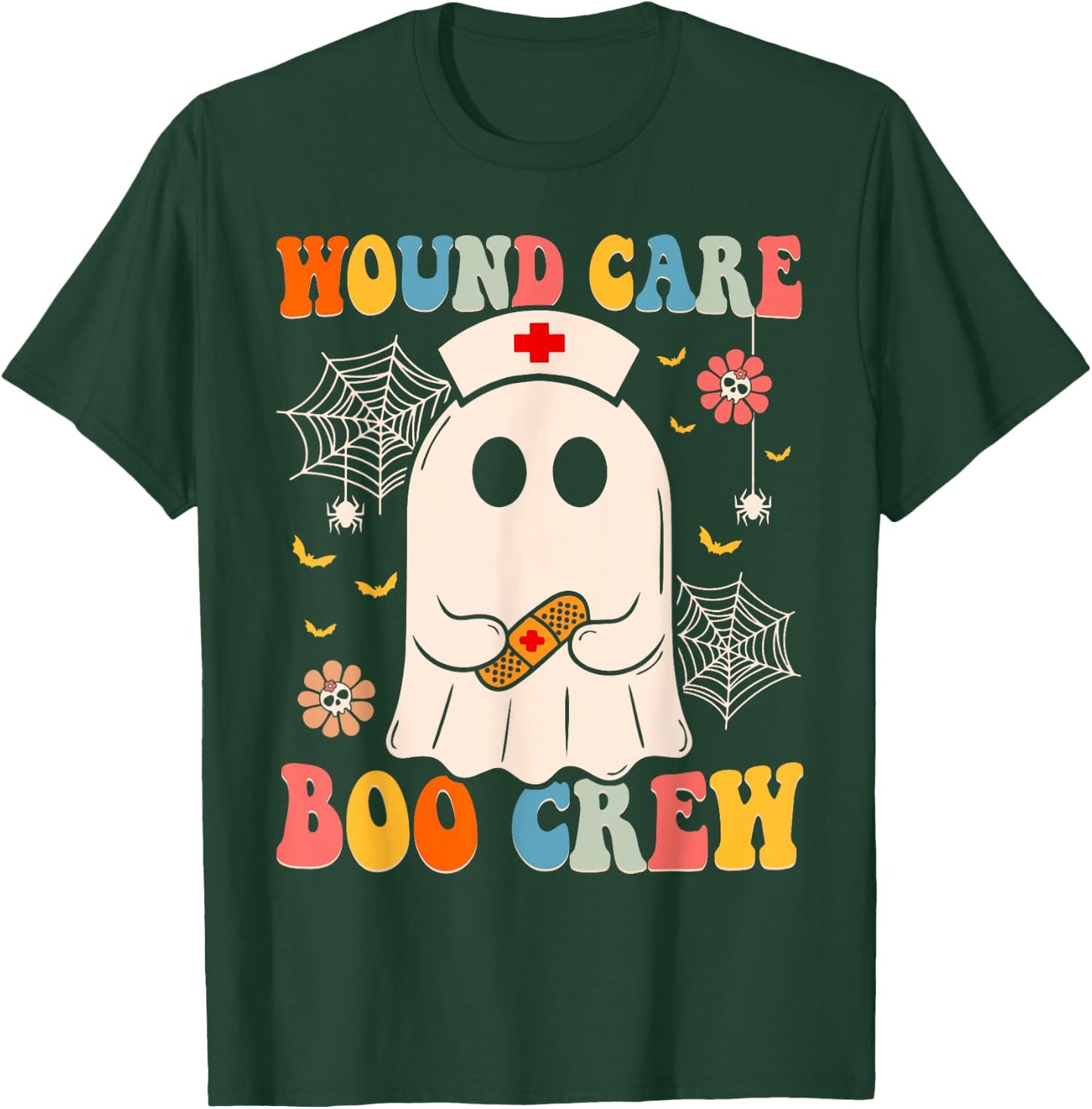 Groovy Wound Care Boo Crew Nurse Funny Ghost Halloween Nurse T-Shirt - T-Shirt | Forest