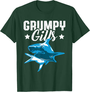 Shark Grumpy Gills Angry Dad Father Funny Retro TV Movie T-Shirt - T-Shirt | Forest