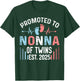 Promoted To Nonna Of Twins Est 2025 Twin Baby Shower T-Shirt - T-Shirt | Forest