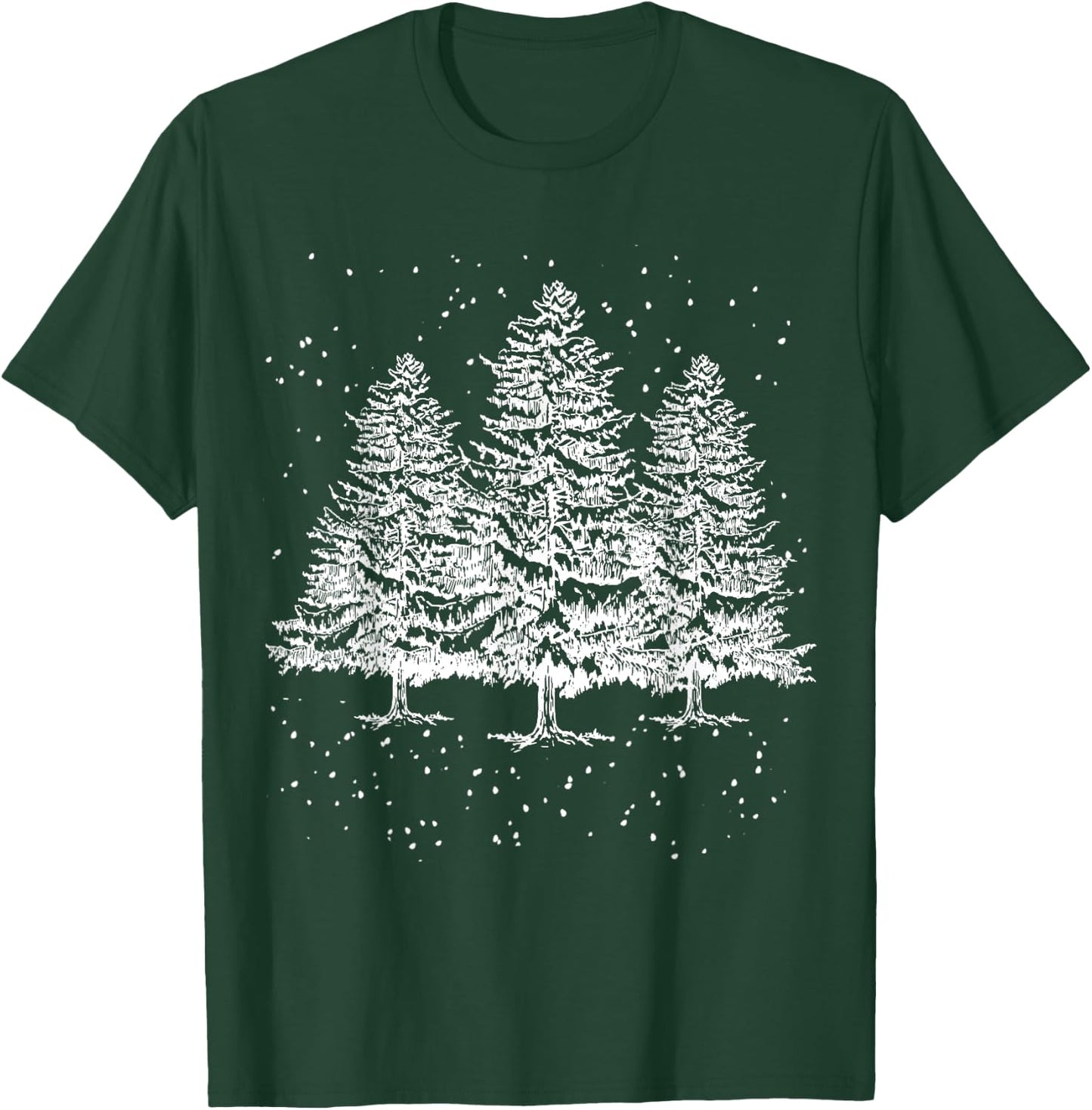 Outdoor Pine Tree Sun Minimalist Christmas Nature Men Women T-Shirt - T-Shirt | Forest
