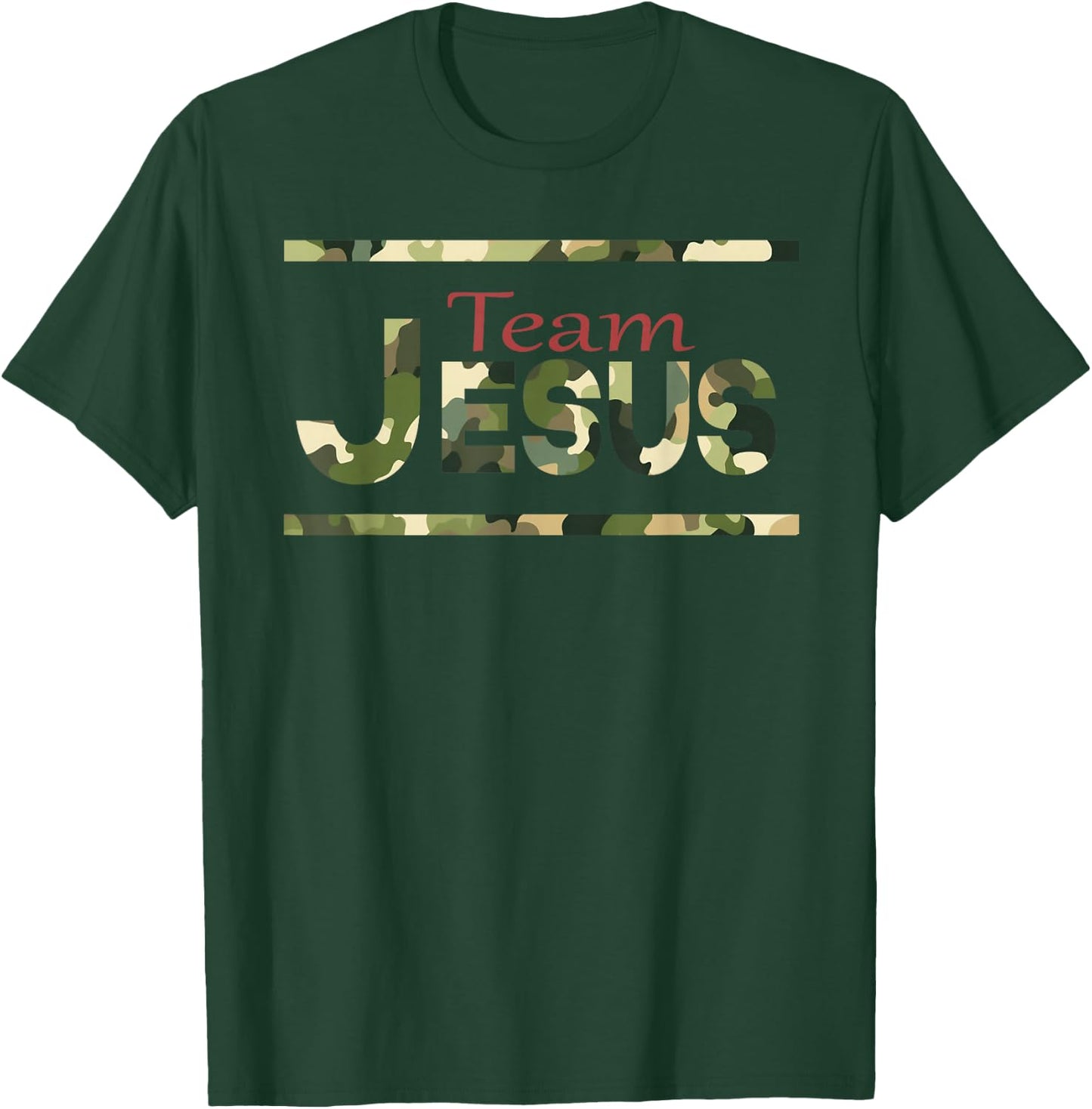 Team Jesus Christian Camo camouflage army T-Shirt - T-Shirt | Forest
