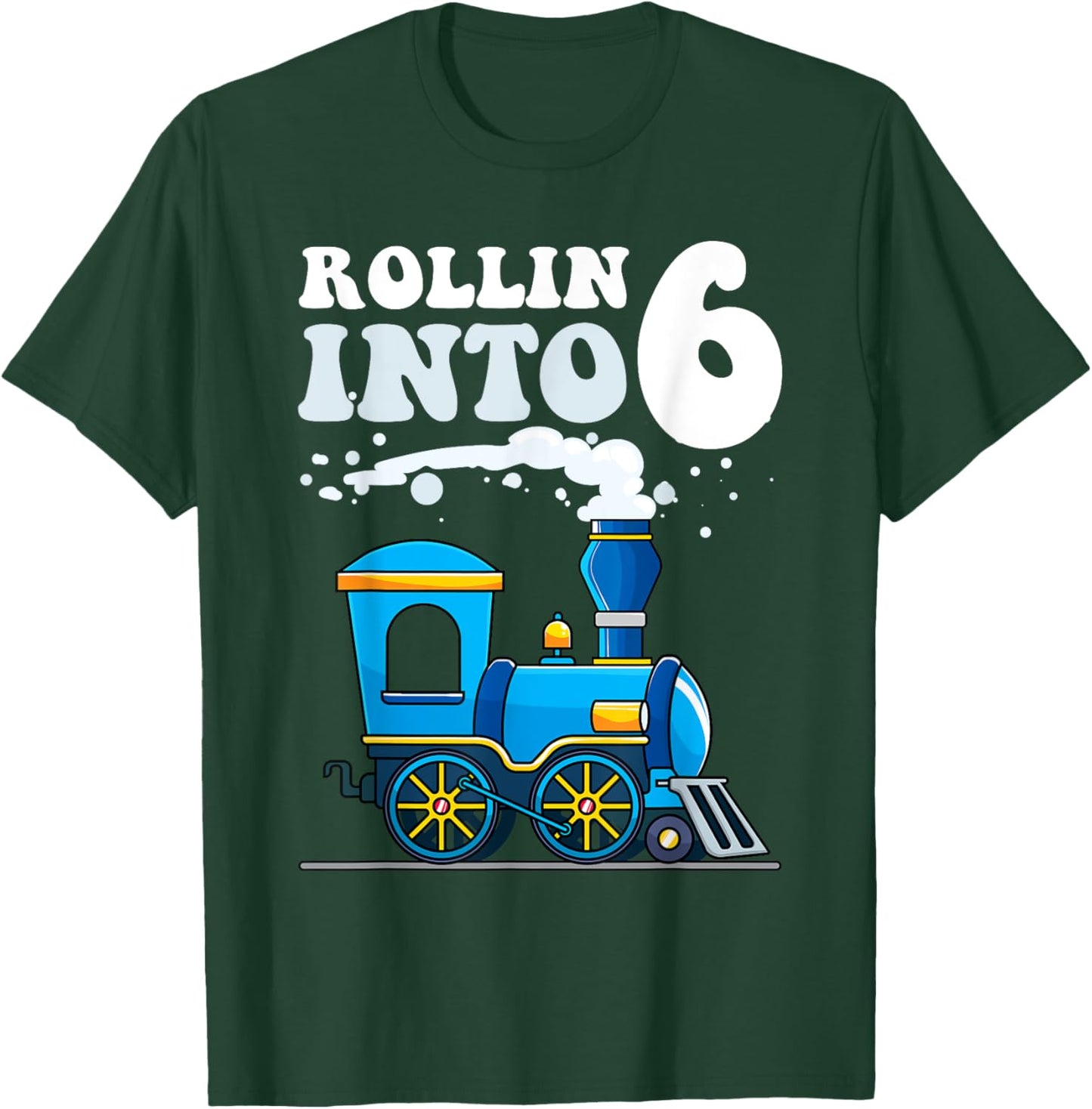 Rollin' Into 6 Train 6th Birthday Party Six Years Old Boys T-Shirt - T-Shirt | Forest