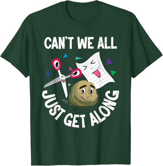 Can't We All Just Get Along Funny Rock Paper Scissors Gifts T-Shirt - T-Shirt | Forest