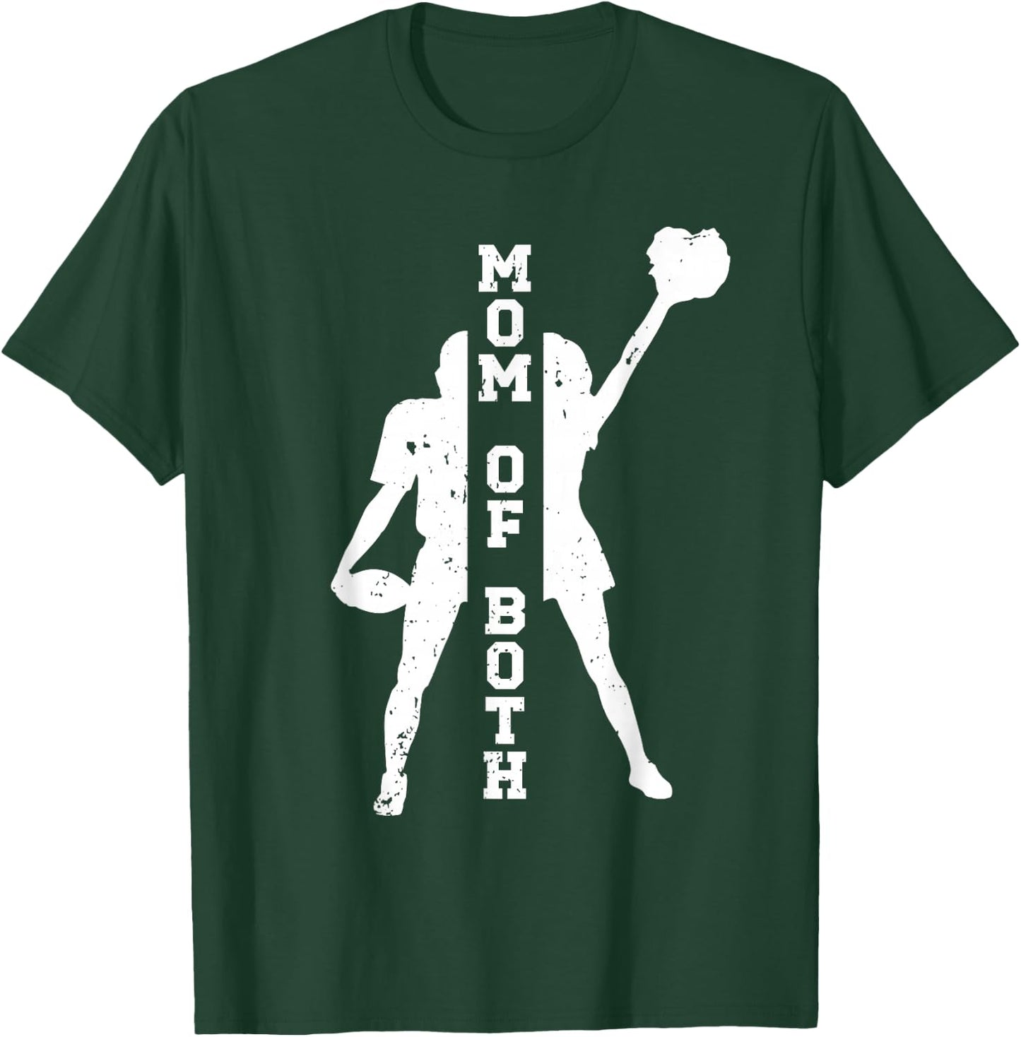 Mom of Both Proud Football and Cheer Mom T-Shirt - T-Shirt | Forest