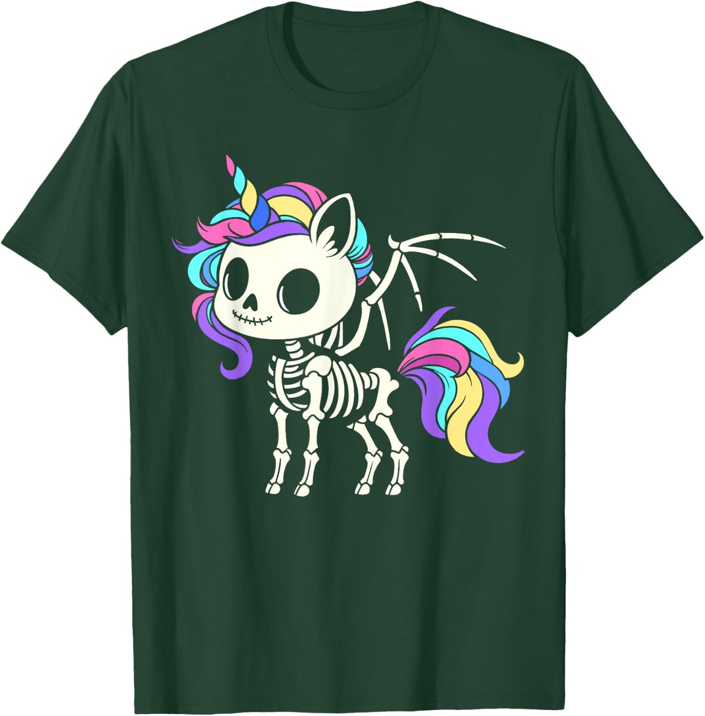 Kawaii skeleton unicorn Halloween, unicorn with wings T-Shirt - T-Shirt | Forest