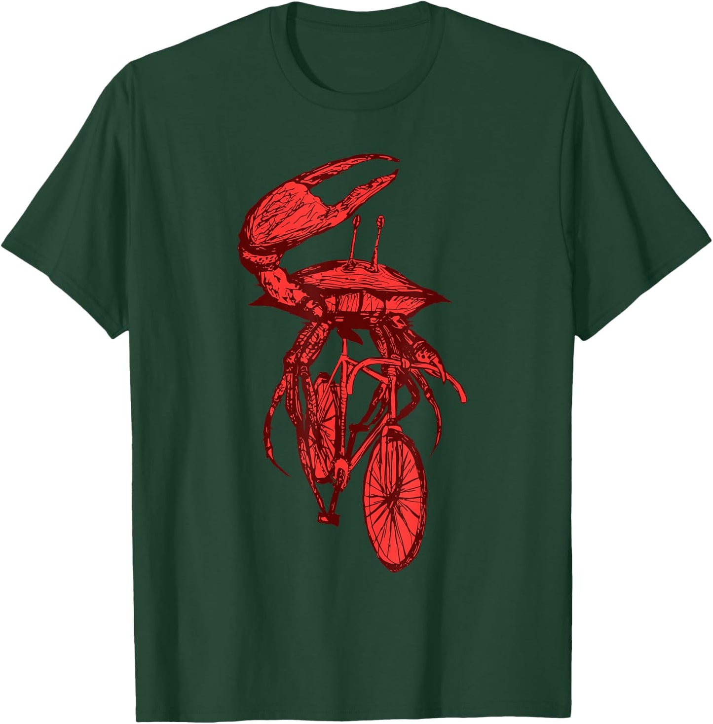 Crab Riding A Bicycle Vintage Cycling Biking Crab Biker T-Shirt - T-Shirt | Forest