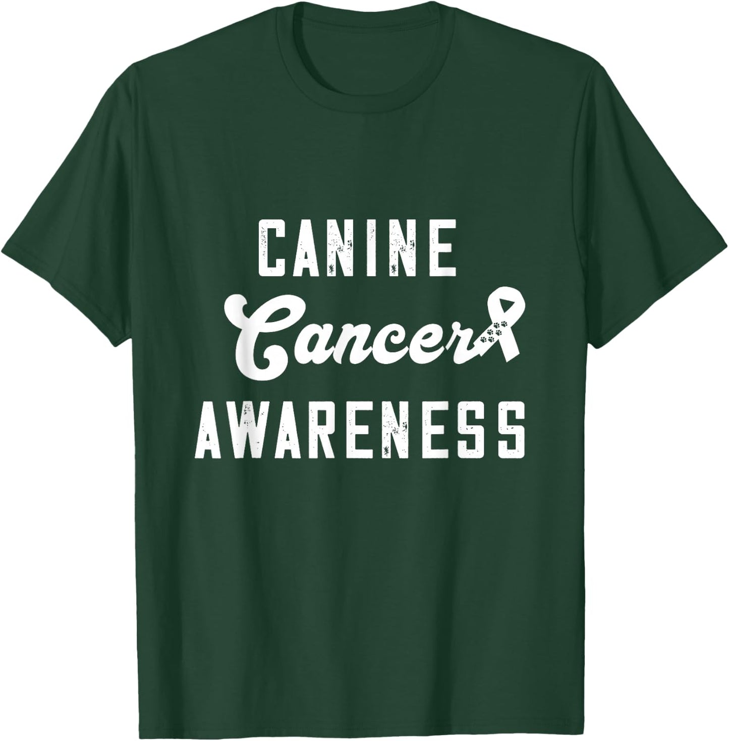 Canine Cancer Awareness Ribbon Paw Print Pet Cancer T-Shirt - T-Shirt | Forest