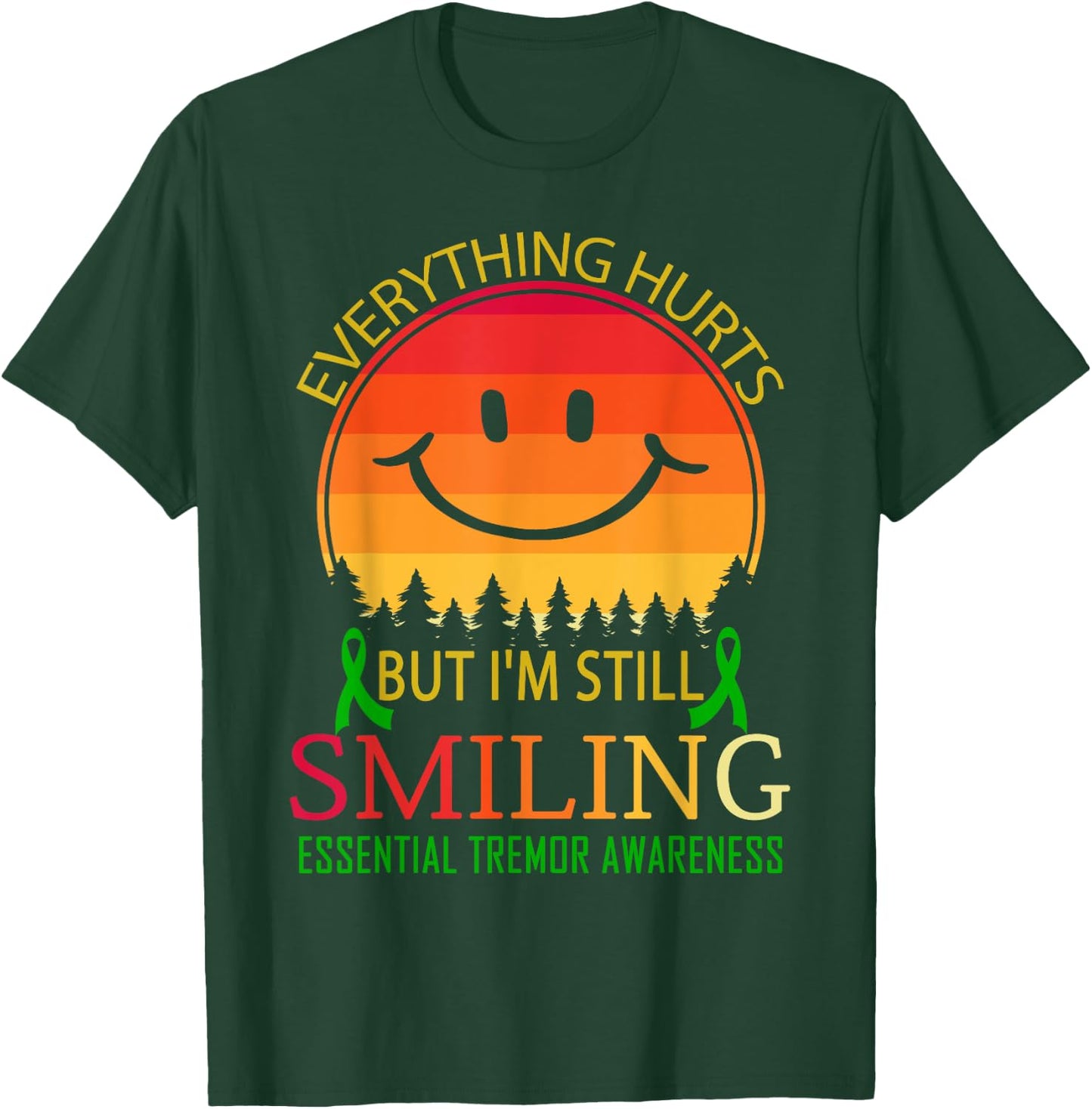 I'm still smiling Essential tremor Awareness T-Shirt - T-Shirt | Forest