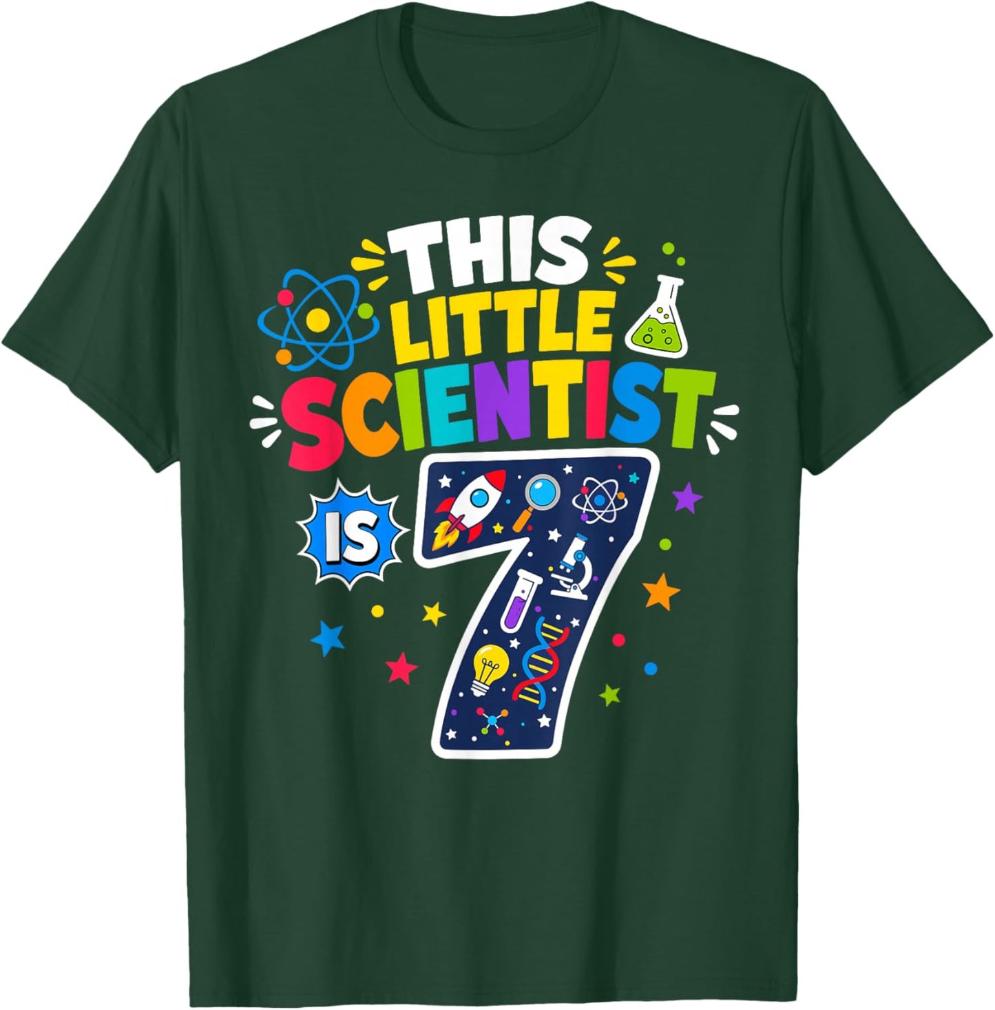 7th Birthday Science This Little Scientist is 7 Years Old T-Shirt - T-Shirt | Forest
