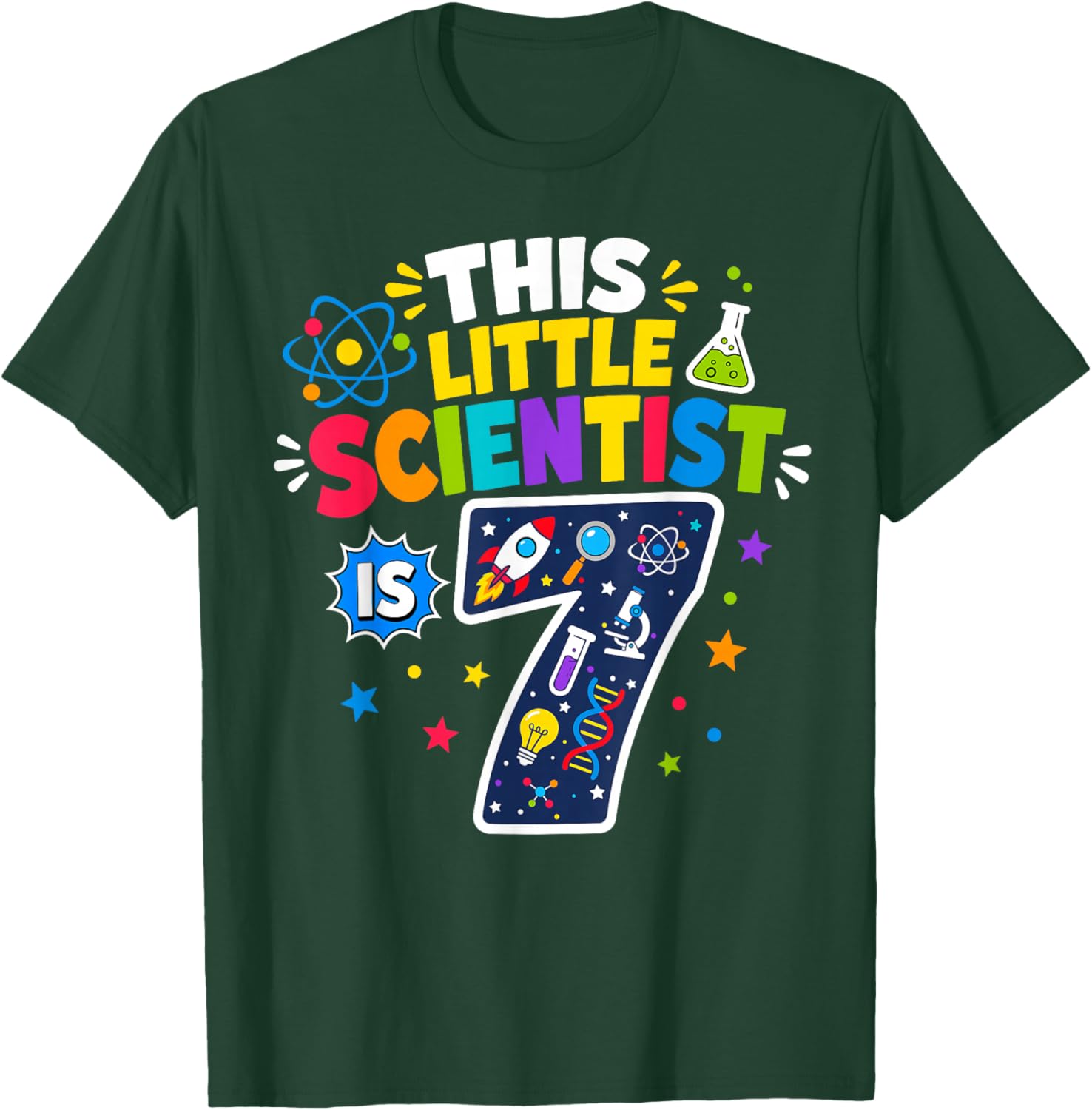 7th Birthday Science This Little Scientist is 7 Years Old T-Shirt - T-Shirt | Forest