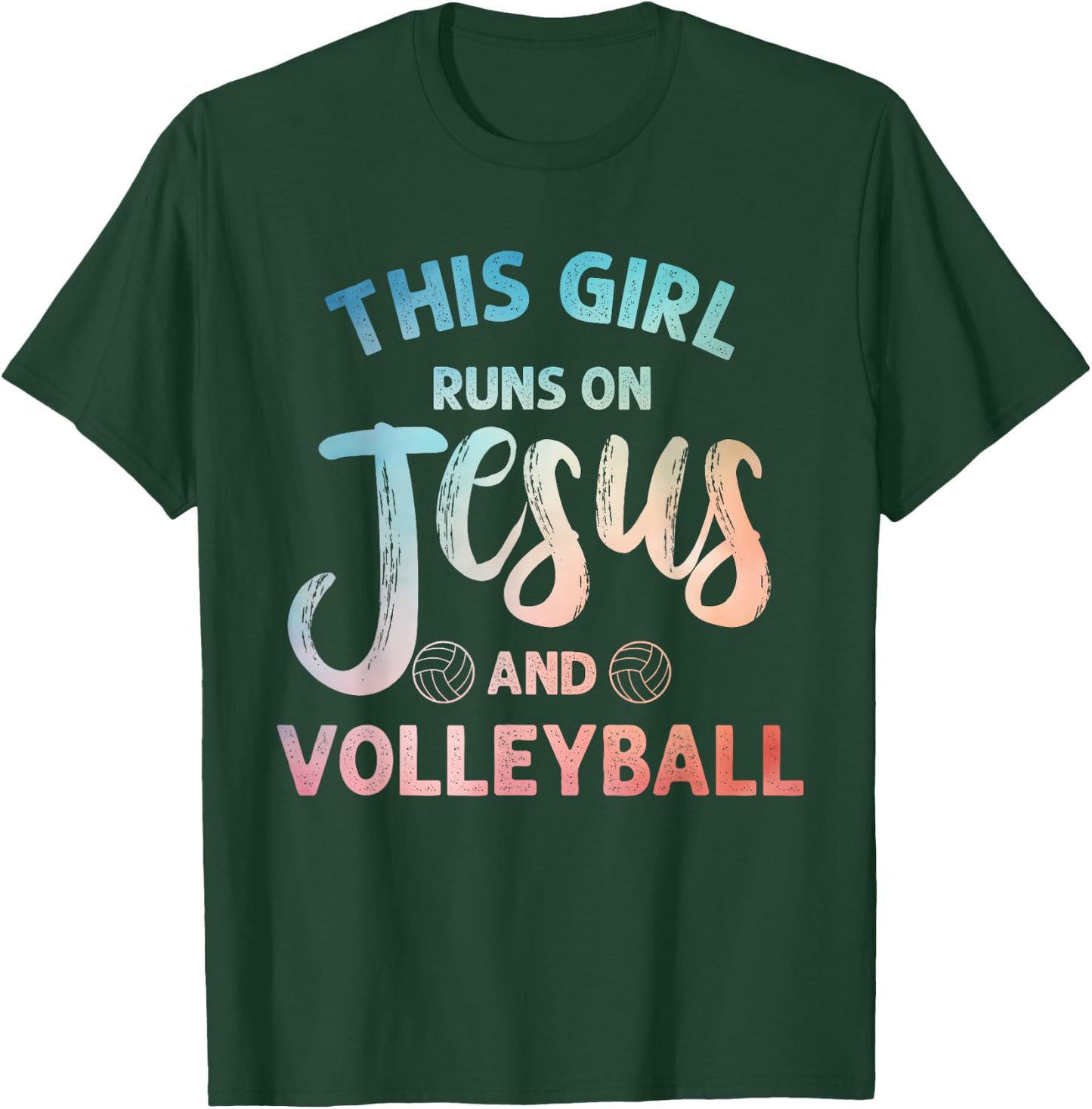 Christian Volleyball Art For Girls Women Volleyball Player T-Shirt - T-Shirt | Forest
