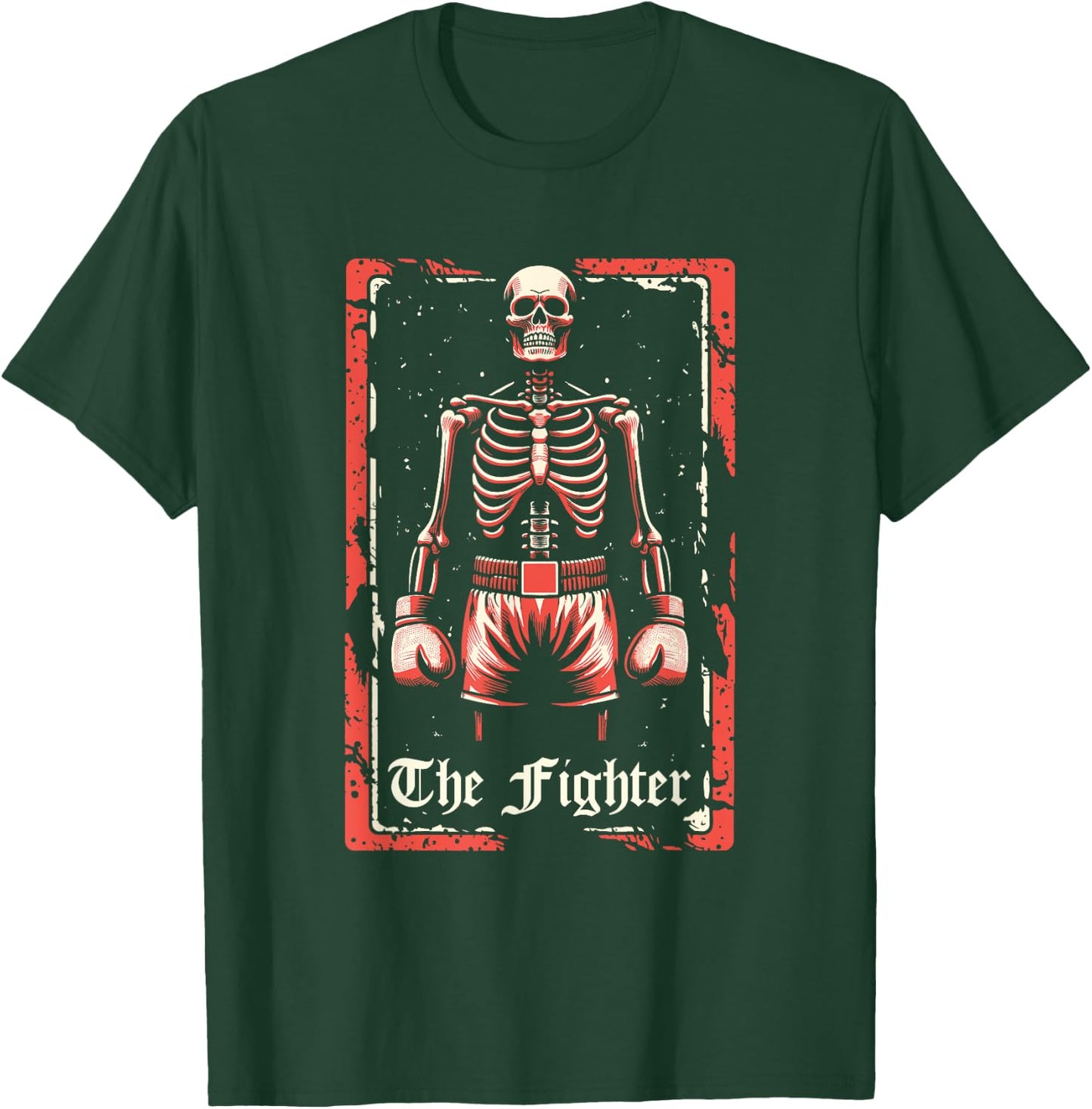 Boxer Fighter - Sparring Gloves Boxing Skeleton Tarot Card T-Shirt - T-Shirt | Forest