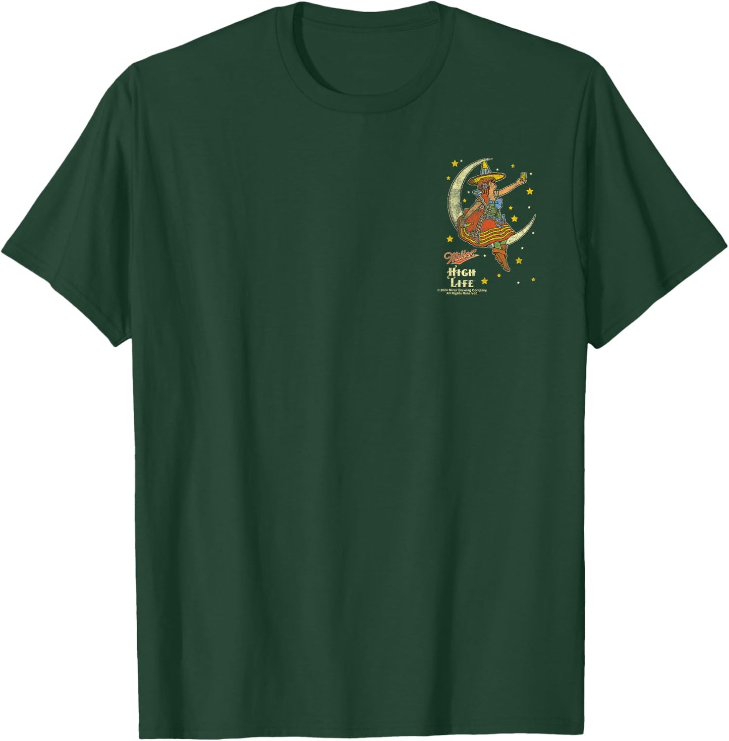 Miller High Life Girl On The Moon Vintage Faux Pocket T-Shirt - T-Shirt | Forest