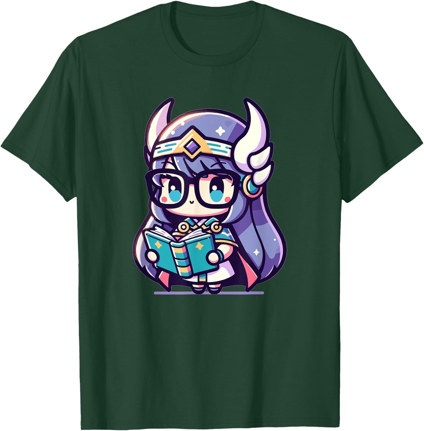 Adorable Book Lover Valkyrie With Reading Glasses Cute T-Shirt - T-Shirt | Forest