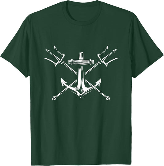 Poseidon Trident Shirt Lord of the Sea Greek Nautical Anchor T-Shirt - T-Shirt | Forest
