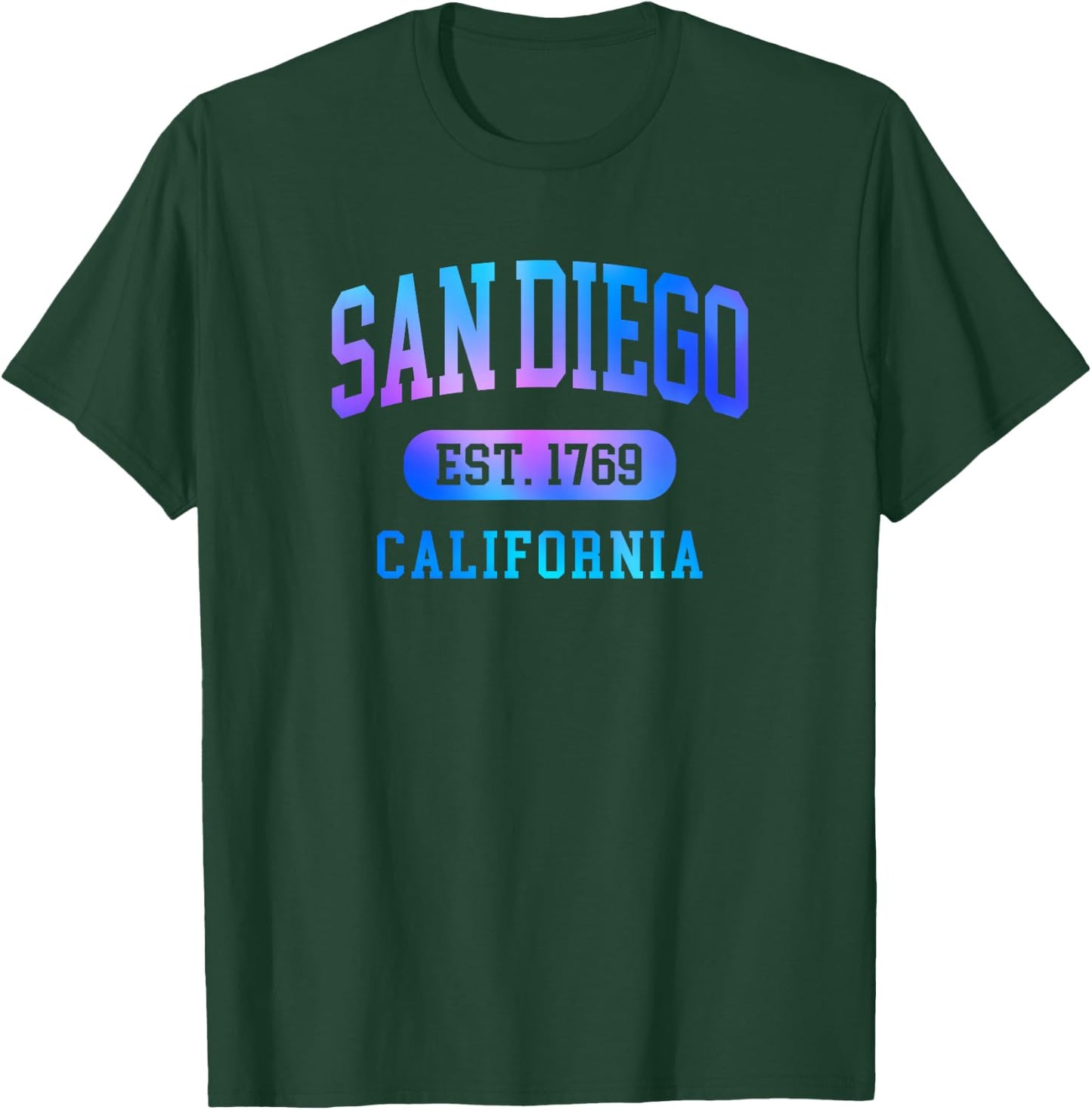 San Diego California 1769 Arched Text Colorful Boys Girls T-Shirt - T-Shirt | Forest