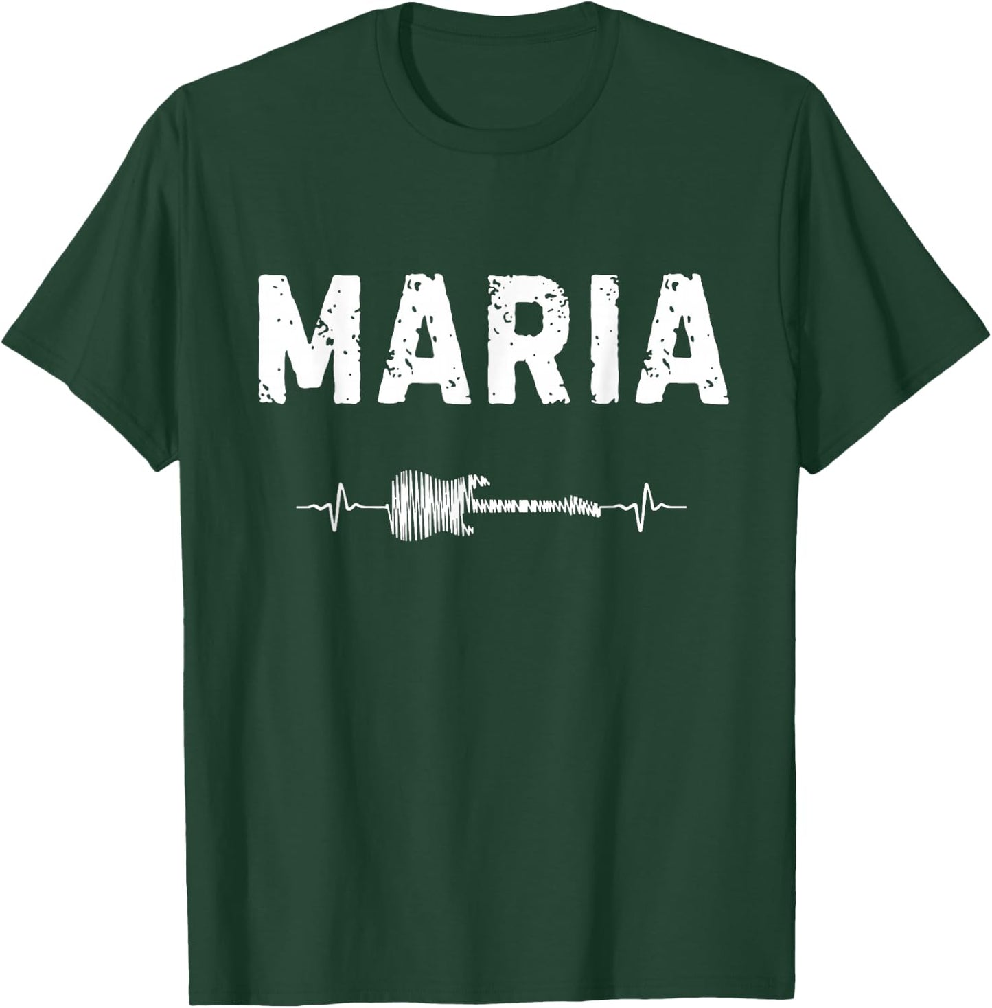Maria Guitar Heartbeat Music Guitarist Retro Vintage T-Shirt - T-Shirt | Forest