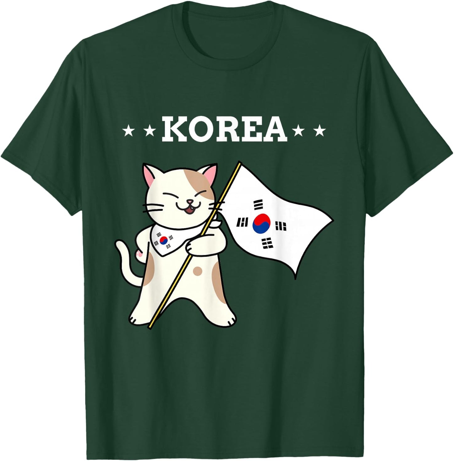 Korean Flag & Cat | South Korea T-Shirt - T-Shirt | Forest