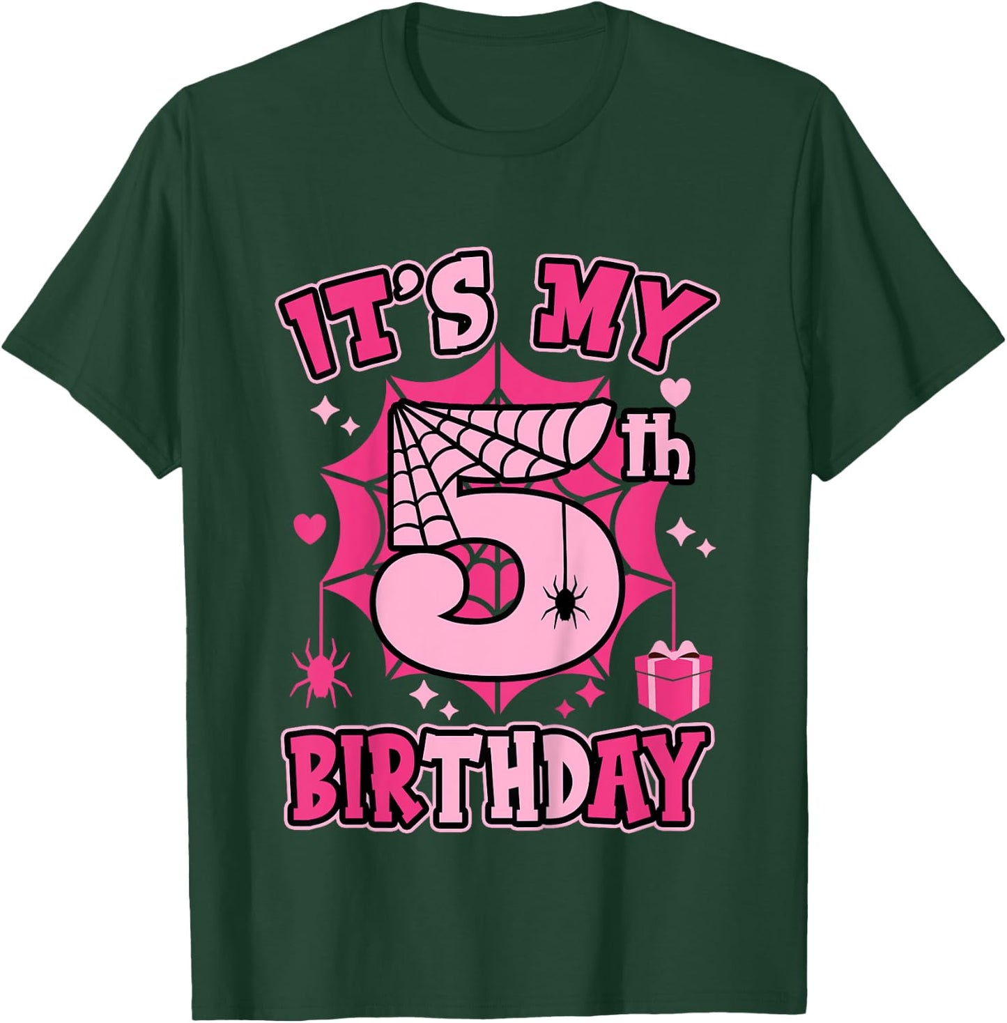 Kids It's My 5th Birthday Spider Girl Costume Party 5 Year Old T-Shirt - T-Shirt | Forest