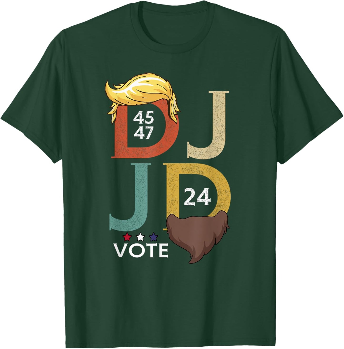 DJ & JD Trump Hair Vance Beard Vote for President 2024 T-Shirt - T-Shirt | Forest