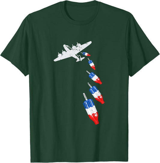 Vintage Bomb Pops Ice Cream American Flag Remembrance Day T-Shirt - T-Shirt | Forest