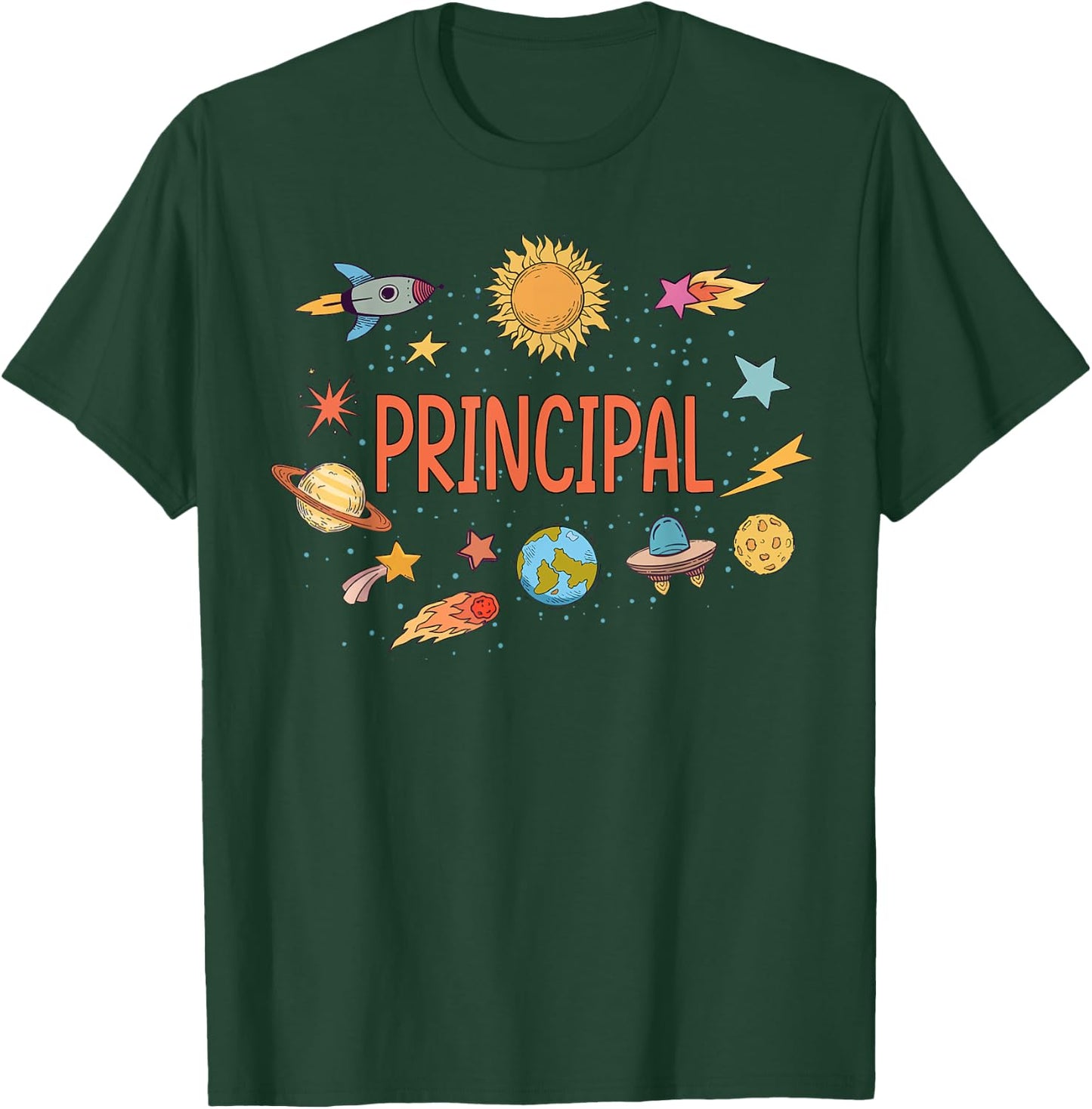 Principal Rocket Blast Off Outer Space Teacher Men Women Kids T-Shirt - T-Shirt | Forest