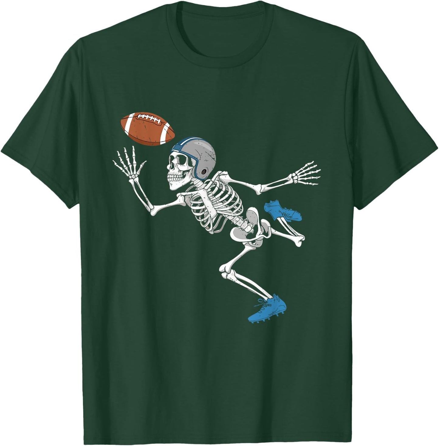 Football Skeleton Halloween Player Catcher Boys Kids T-Shirt - T-Shirt | Forest
