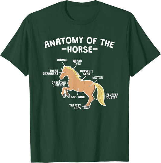 Horse Pun Anatomy Of Horse Horseback Riding Equestrian Quote T-Shirt - T-Shirt | Forest