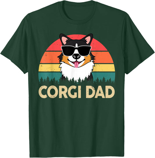Tricolor Corgi Dad Father Day Gift Lovers Funny Men T-Shirt - T-Shirt | Forest