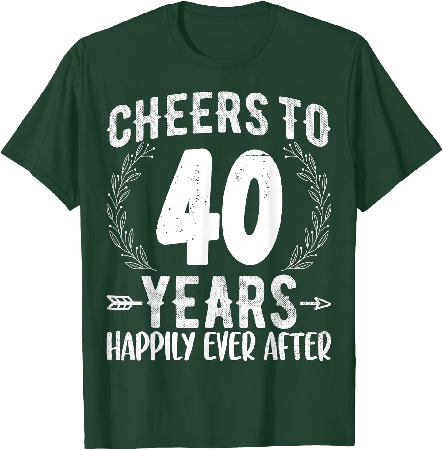 Cheers to 40 Years Happily - 40th Anniversary Husband Wife T-Shirt - T-Shirt | Forest