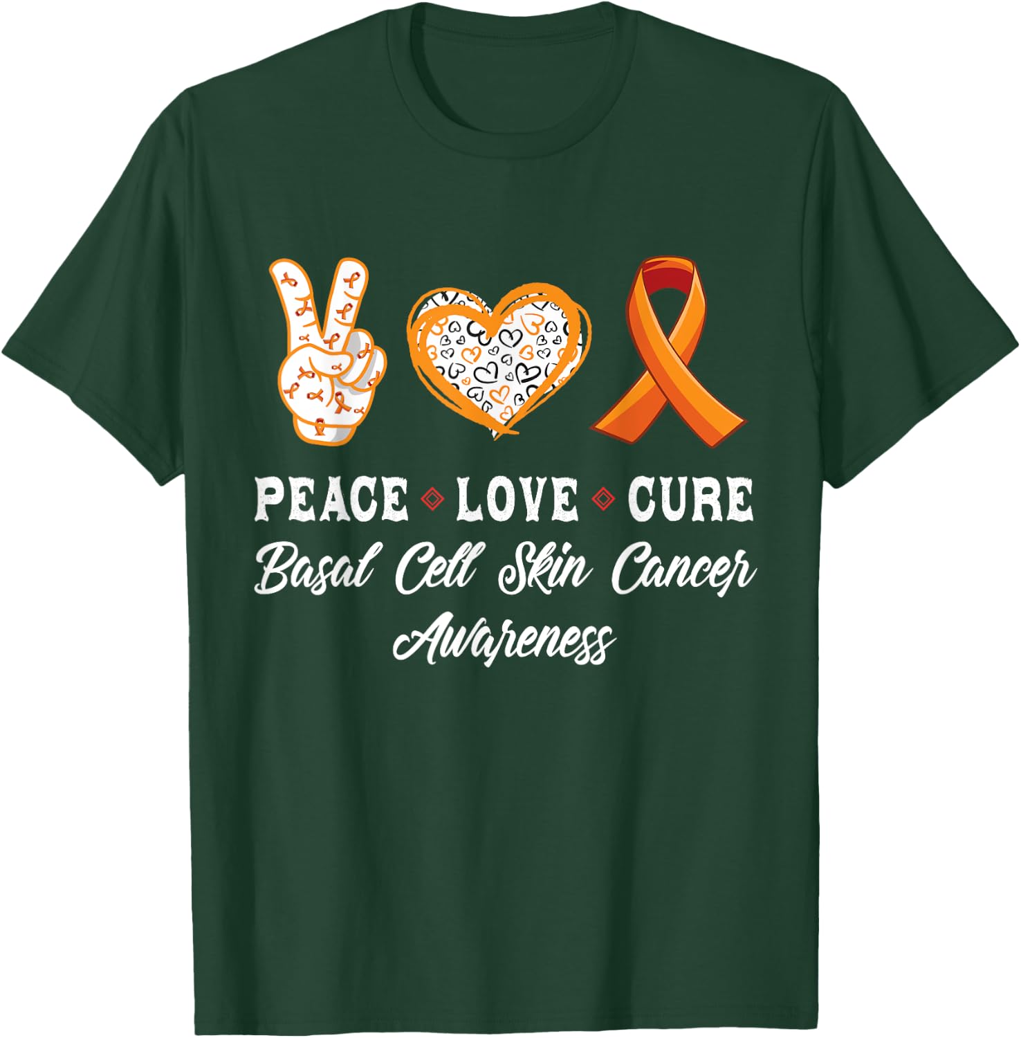 Peace Love cure basal cell skin cancer awareness men women T-Shirt - T-Shirt | Forest