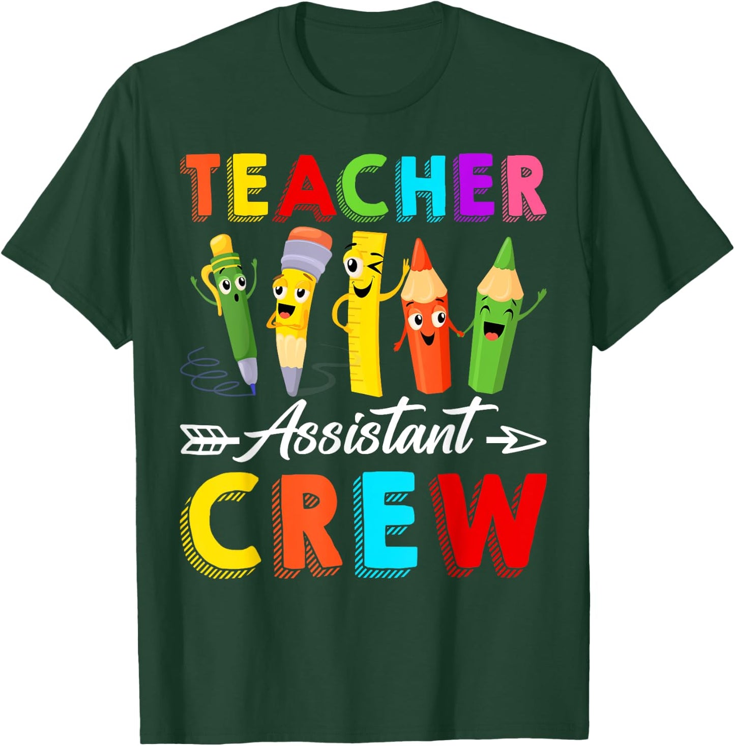 Teacher Assistant CrewTeacher Appreciation Back To School Men Women Girls Kids T-Shirt - T-Shirt | Forest