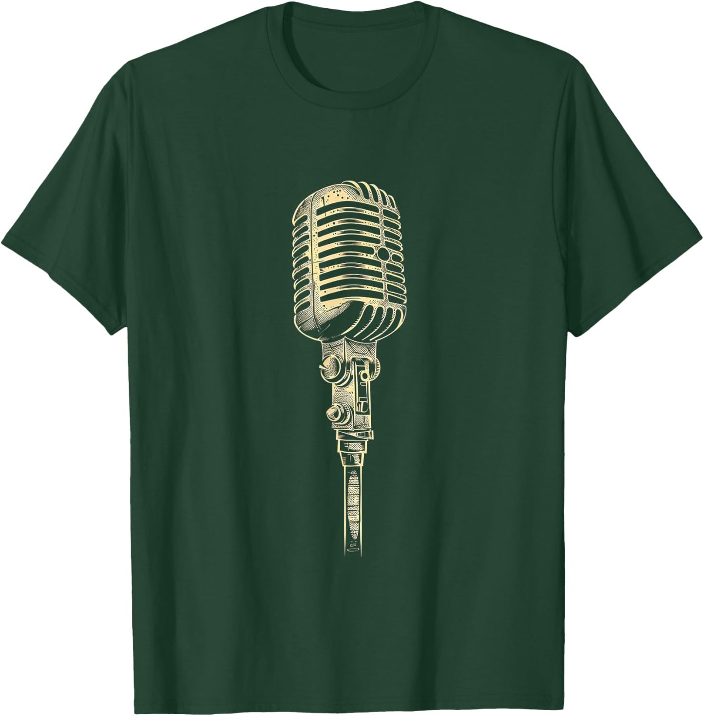 Vintage Microphone T-Shirt - T-Shirt | Forest
