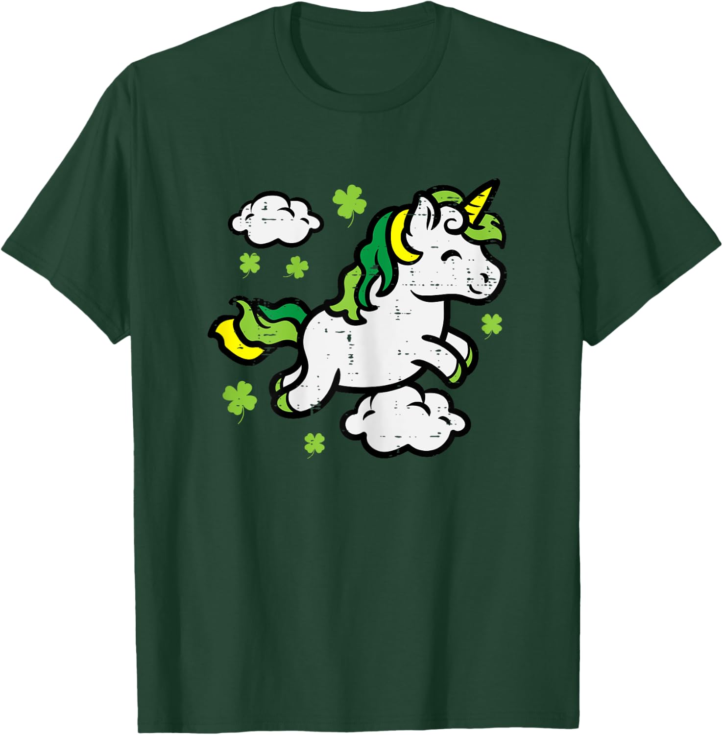 St Patricks Day Unicorn Shamrocks Saint Pattys Girls Kids T-Shirt - T-Shirt | Forest