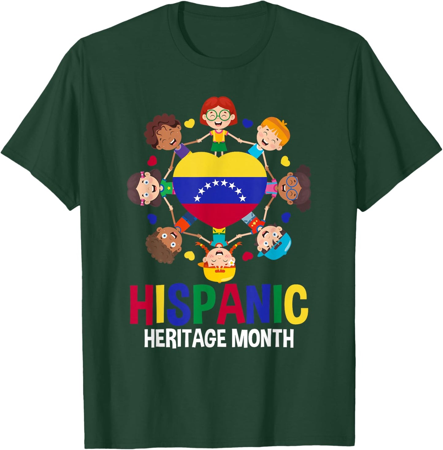 Hispanic Heritage Month Venezuela Flag Girl Boy Kids T-Shirt - T-Shirt | Forest