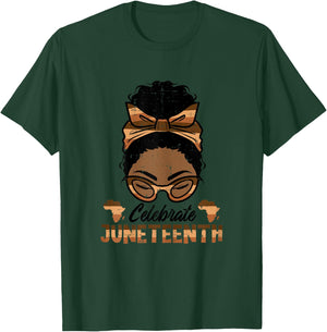 Celebrate Juneteenth Black Woman Freedom Day Women Girls Kid T-Shirt - T-Shirt | Forest