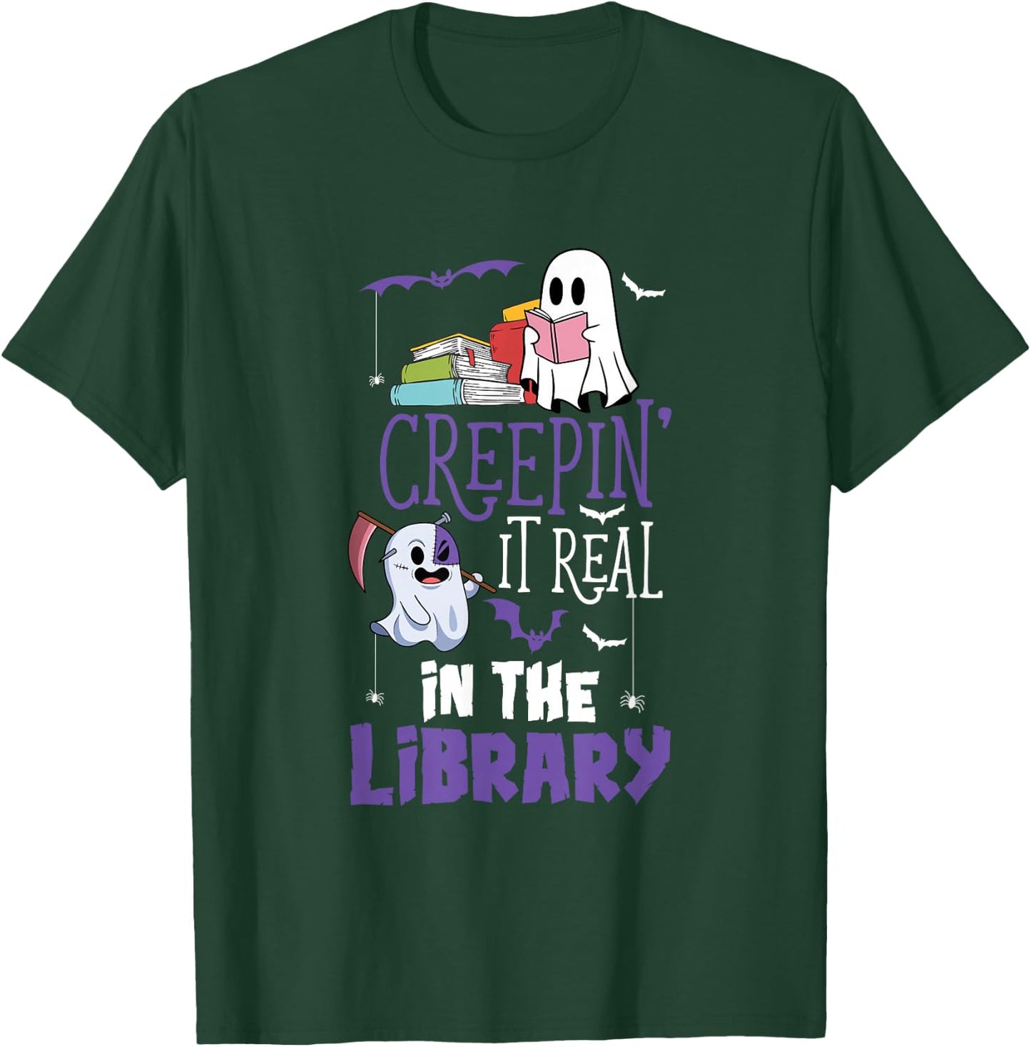 Scary Librarian Reading Teacher Book Lover Halloween Library T-Shirt - T-Shirt | Forest