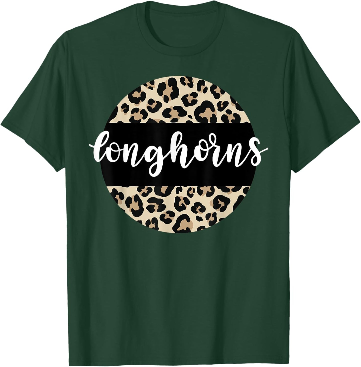 Leopard Print Longhorns Team Mascot School Spirit Game Night T-Shirt - T-Shirt | Forest