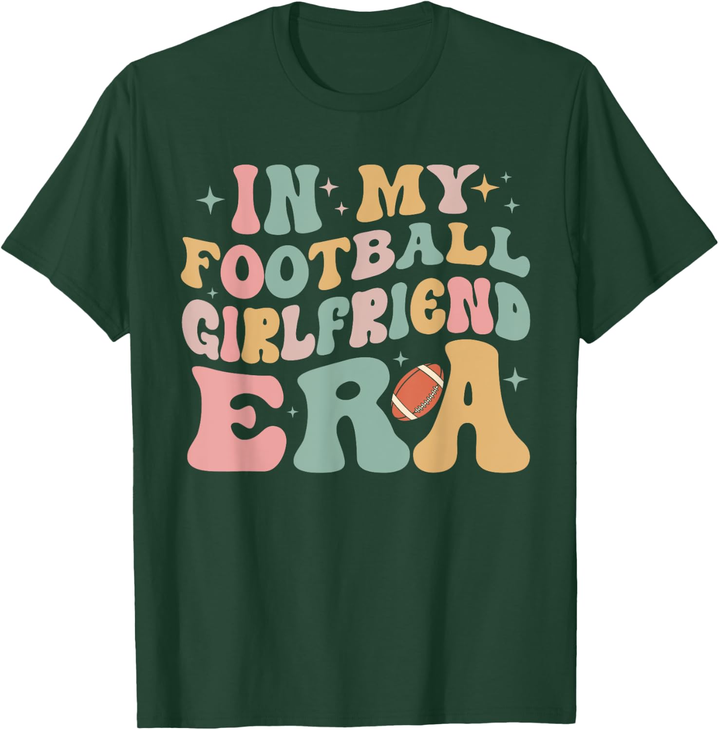 In My Football Girlfriend Era Retro Groovy Football Black, Multicolor Small -Adults T-Shirt - T-Shirt | Forest