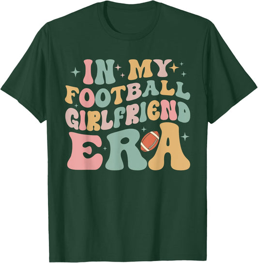 In My Football Girlfriend Era Retro Groovy Football Black, Multicolor Small -Adults T-Shirt - T-Shirt | Forest