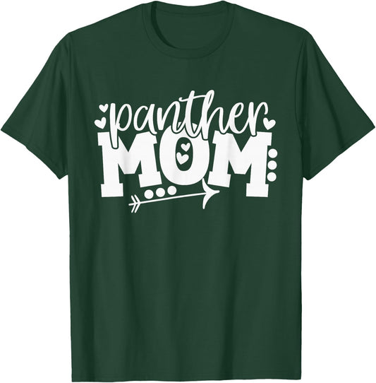 Panther Mom School Sports Fan Team Spirit Arrow T-Shirt - T-Shirt | Forest