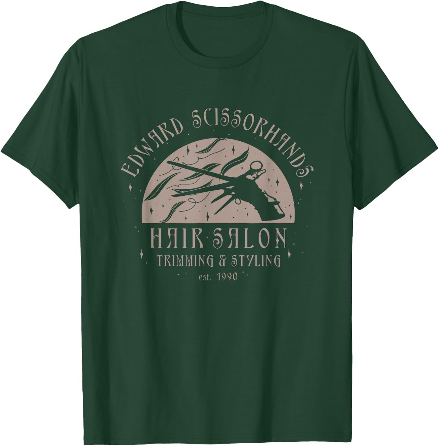 Edward Scissorhands Hair Salon Trimming & Styling Retro Logo T-Shirt - T-Shirt | Forest