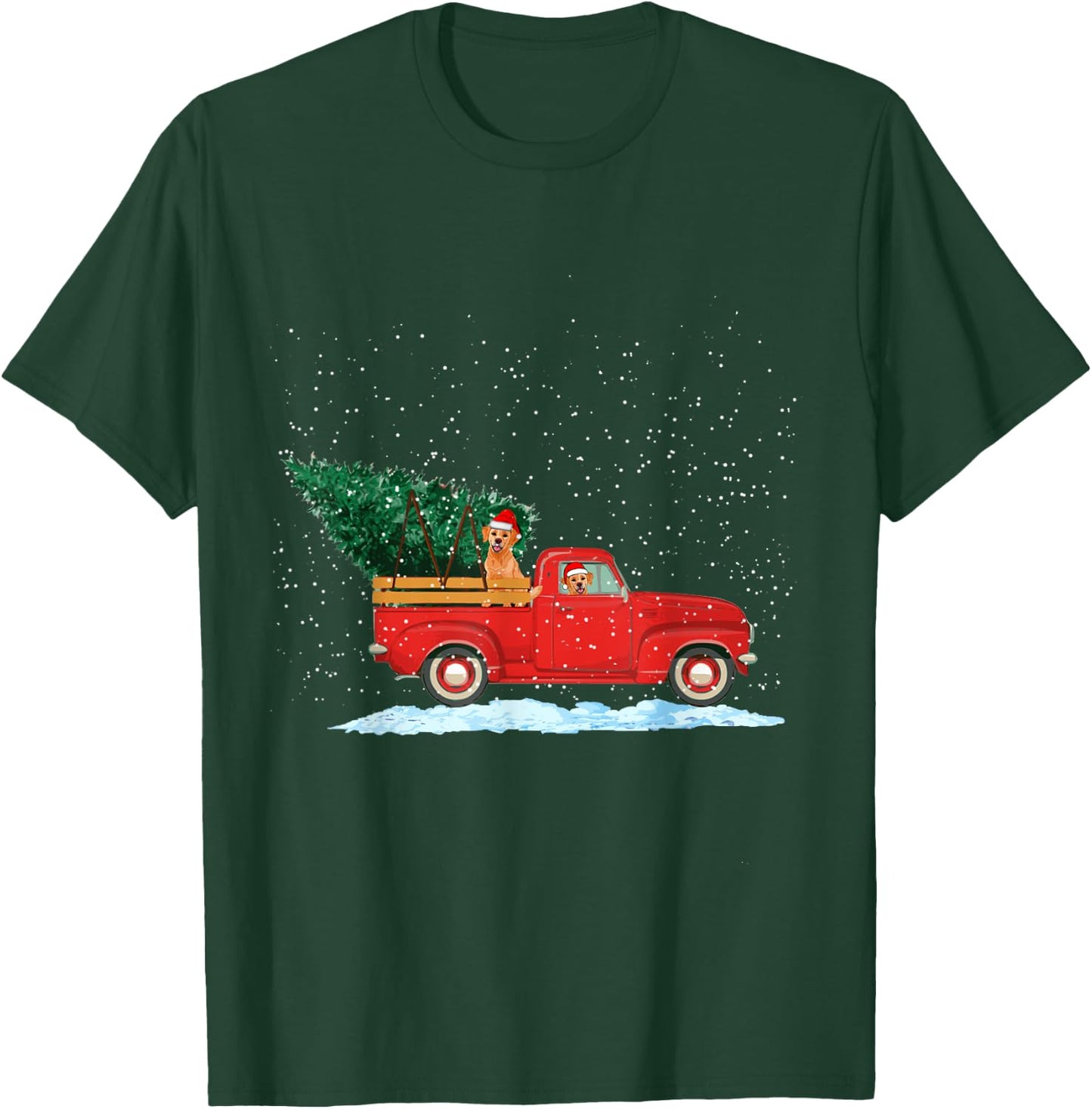 Labrador Retriever Vintage Red Pickup Truck Christmas Tree T-Shirt - T-Shirt | Forest