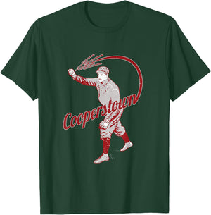 Vintage Baseball Player Cooperstown New York Retro Souvenir T-Shirt - T-Shirt | Forest