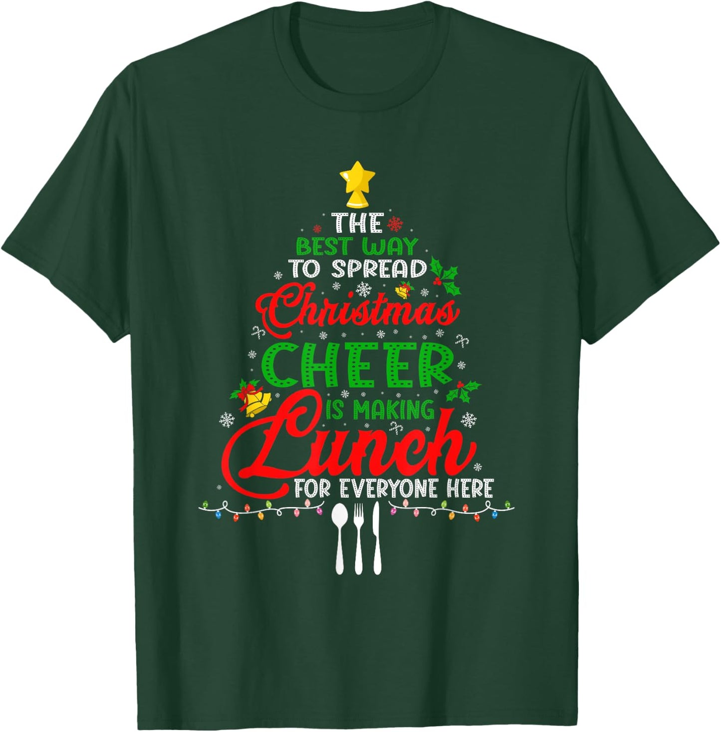 Lunch Lady Christmas XMas School Cafeteria Lunch Lady Tree T-Shirt - T-Shirt | Forest
