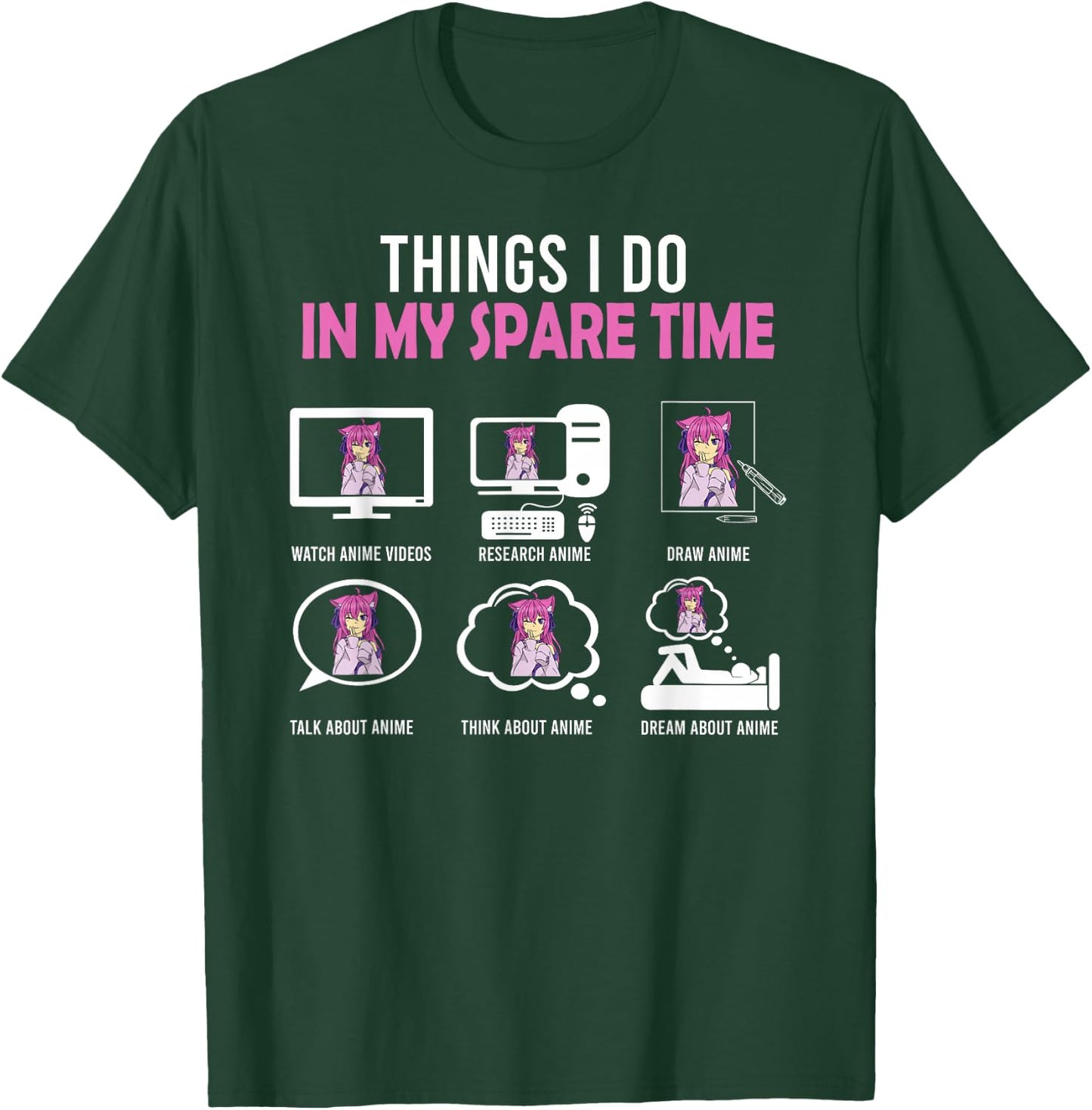 Kawaii Manga Things I Do In My Spare Time Japanese Anime T-Shirt - T-Shirt | Forest